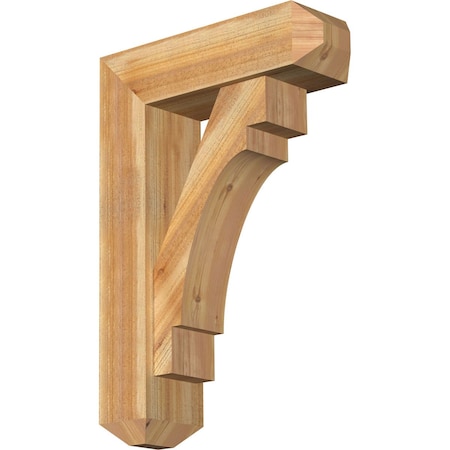 Ekena Millwork Merced Craftsman Rough Sawn Bracket w/ Offset Brace, Western Red Cedar, 8"W x 26"D x 38"H BKT0806X26X38MRC04RWR